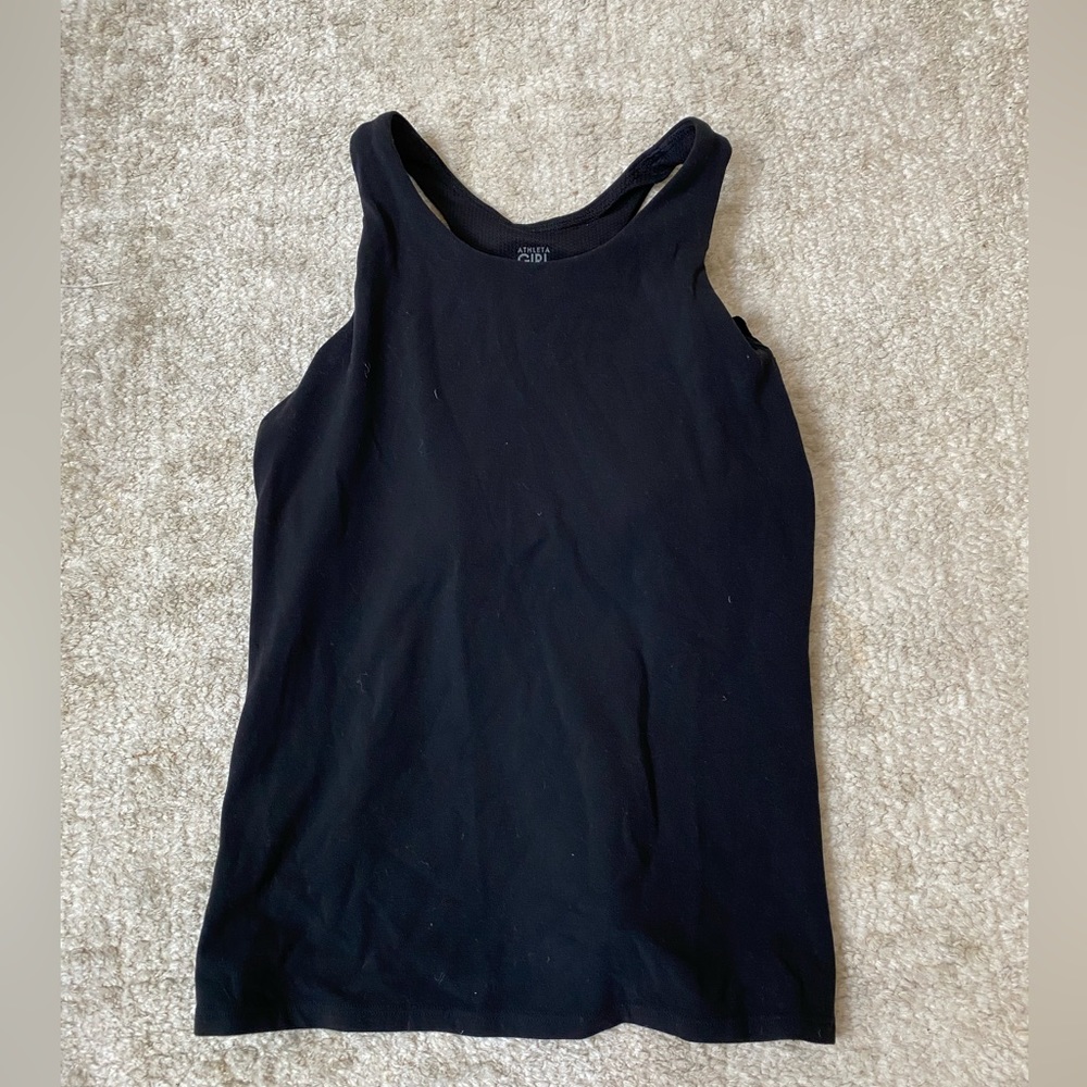 athleta girl black tank top with built in bra, size XL/14